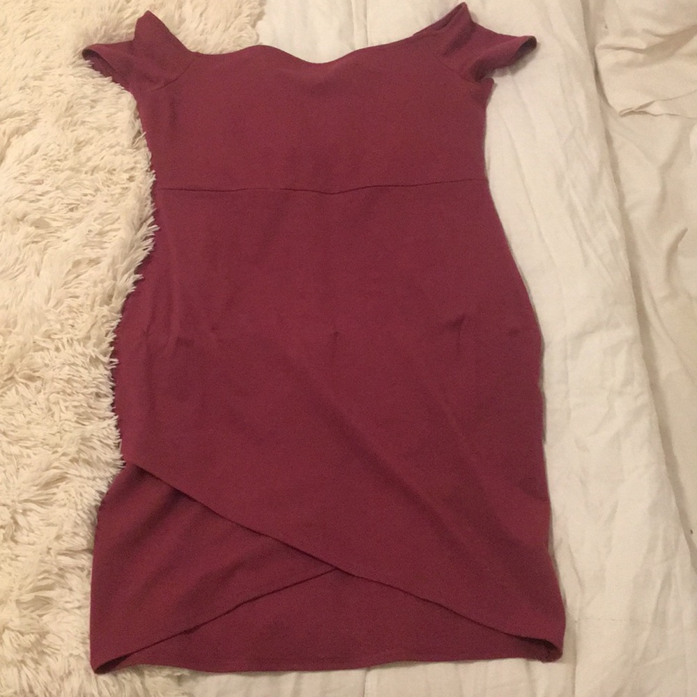 Burgundy forever 21+ tulip off the shoulder dress